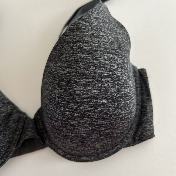 Victoria's Secret 32D Uplift Semi Demi Bra Heather Space Dye Black Convertible - Picture 2 of 6